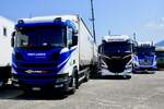 Ein Scania H�ngerzug, Iveco und Actros von Vogt Cargo am 27.7.26 beim Trucker Festival Interlaken.
