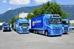 Scania und Volvo H�ngerz�ge und weitere LKW von Imobersteg am 27.6.26 beim Trucker Festival Interlaken.