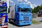Ein Scania mit Kastenaufbau von Domig am 20.6.26 bei der L�ndle Truckshow.