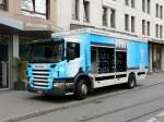 Scania P 270 Getränketransporter unterwegs in der Stadt Basel am 02.05.2013