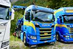Ein Scania Holztransporter von Wittwer am 29.8.26 beim Diemtigtaler Truck Treff.