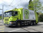 Scania Müllwagen unterwegs in der Stadt Zürich am 29.04.2023