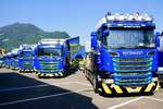 Mehrere Scanias von Reinhard Recycling am 27.6.26 beim Trucker Festival Interlaken.