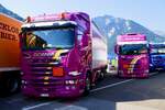 Zwei Scanias von Peter Mohler am 27.6.26 beim Trucker Festival Interlaken.