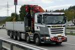 Ein Scania mit Pritsche von Affolter am 10.9.26 bei Grauholz.