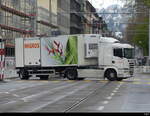 Scania G 410 Sattelschlepper unterwegs in der Stadt Zürich am 20.04.2023