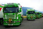 Vier Scania von Urs Bühler beim Trucker Festival Interlaken am 26.6.16.