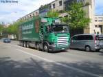 Scania R470 10x4*6 von Baumgartner+Sohn AG mit Hackschnitzel Container für Holzpelletsheizungen am 20.4.09 in Winterthur bei der Theaterstrasse.