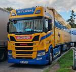 =Scania R410-Sattelzug rastet an der A 5, 09-2025