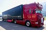 Ein Scania Sattelzug von Precycling am 27.6.26 beim Trucker Festival Interlaken.
