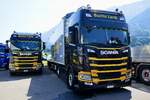 Ein Scania Sattelzug und weiterer Scania von Buchs Lenk am 27.6.26 beim Trucker Festival Interlaken.
