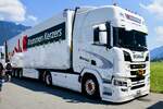 Ein Scania Sattelzug von Krummen Kerzers am 27.6.26 beim Trucker Festival Interlaken.