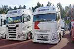 Scania und Volvo Aero Zugmaschinen von Krummen Kerzers am 2.5.26 beim Truck Event Huttwil.