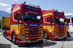 Zwei Scania Zugmaschinen von Siegfried Klappendecker am 20.6.26 bei der L�ndle Truckshow.