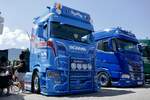 Die Scania Zugmaschine von Domig am 20.6.26 bei der L�ndle Truckshow.