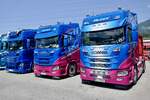 Zwei Scania Zugmaschinen von Huber und eine von Dreihans am 20.6.26 bei der L�ndle Truckshow.