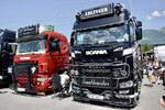 Eine Scania Zugmaschine von Ablinger und eine von Tr�binger am 20.6.26 bei der L�ndle Truckshow.