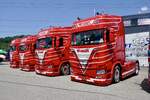 Vier Scania Zugmaschinen von V�gel am 20.6.26 bei der L�ndle Truckshow.