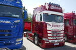Eine Scania Zugmaschine von Mattlschweiger am 20.6.26 bei der L�ndle Truckshow.