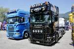 Scania Zugmaschinen von aNNio und Th�r Cargo am 20.6.26 bei der L�ndle Truckshow.