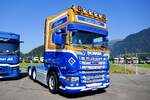 Eine Scania Zugmaschine  Walliser B�eb  am 27.6.26 beim Trucker Festival Interlaken.