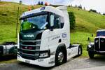 Eine Scania Zugmashine von HwR am 29.8.26 beim Truck Treff Diemtigtal.