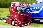 Eine Scania Zugmaschine von Felix am 29.8.26 beim Diemtigtaler Truck Treff.