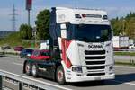 Eine Scania Elektric Zugmaschhine von Krummen Kerzers am 11.9.26 bei Grauholz.