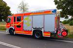 Feuerwehr Rüsselsheim am Main Hauptamtliche Kräfte Scania P320 Lentner HLF20/16 am 31.08.25 beim Kreisfeuerwehrtag in Rüsselsheim Bauschheim