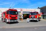 Scania 560R XT GTLF10 (Florian Raunheim 26) der Feuerwehr Raunheim (Hessen) und MAN 24.342 GTLF (Florian Fl�rsheim 1-29) am 02.05.26 in Fl�rsheim 