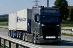 Ein Scania mit Containerauflieger von InterFrigo am 11.9.26 bei Grauholz.