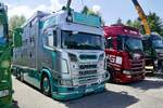 Ein Scania Viehtransporter von Hans Klinger am 20.6.26 bei der L�ndle Truckshow.