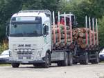 Volvo Holztransporter mit Anhänger in Binz am 09.09.2017