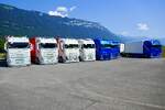 Mehrere Volvos von Sascha Berthold im Auftrag von Denner am 27.6.26 beim Trucker Festival in Interlaken.