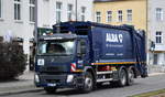 ALBA Group mit einem VOLVO FE 320 Müllentsorgungsfahrzeug am 26.01.21 Berlin Karlshorst.
