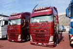 Zwei Volvo Zugmaschinen von Markurs Fürst Transporte am 2.5.26 beim Truck Event Huttwil.