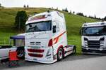 Eine Volvo Zugmaschine von Pfister am 29.8.26 beim Diemtigtaler Truck Treff.