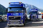 Ein Volvo Tanksattel und ein Scania von Geelhoed am 27.6.26 beim Trucker Festival Interlaken.