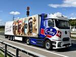 Ein MB eActros 600 Sattelzug von Emmi am 5.9.25 beim Grauholz.