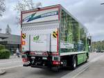 Heckansicht des Hyundai XCient Fuel Cell von Zingg Hedigen am 30.4.21 in Bern.