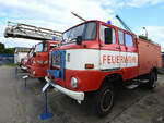 Teil der Feuerwehrausstellung im DDR-Museum Dargen ist dieses Tanklöschfahrzeug TLF 16. (August 2021)