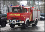 Dieses Feuerwehrfahrzeug IVECO Magirus 256D12 war am 29.1.2017 am Bahnhof Rübeland im Einsatz, um dort eine Dampflok mit Wasser zu versorgen.