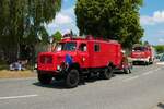 Magirus Deutz Hauber Löschfahrzeug am 04.07.21 bei einer Oldtimer Parade zum Jubiläum 75 Jahre Kreisfeuerwehrverband Gießen in Lich (Hessen)