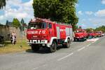 Magirus Deutz Löschfahrzeug am 04.07.21 bei einer Oldtimer Parade zum Jubiläum 75 Jahre Kreisfeuerwehrverband Gießen in Lich (Hessen)
