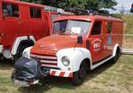=Opel Blitz, Bj. 1959, 58 PS, 2473 ccm, ein ehemaliges Feuerwehrfahrzeug, steht bei der Oldtimerveranstaltung in Gudensberg im Juni 2019
