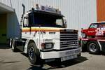 Eine Scania Zugmaschine von Tanner am 9.5.26 beim Cholehof Truck Treffen in Brugg.