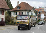 Zuckerrübenkampagne Aarberg 2017  Aus der näheren Umgebung von Aarberg werden die Rüben der Kantone SO, BE, FR, NE und VD  mit starken Traktoren und alten Lastwagen mit einer