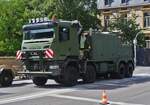 Scania gepanzerter Schwerlast Abschlepplkw der Luxemburgischen Armee, steht bereit um an der Militärparade teilzunehmen. 23.06.2023 