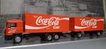 MAN F 90 rot Hängerzug Getränkekoffer Aufbauten Trink Coca Cola Coke   Herpa Miniaturmodell HO 1:87