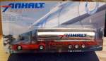 SCANIA 144L Hauber mit Chromtank Sattelauflieger AnHALT Logistics  Hersteller GRELL reines Werbemittel Modell aus Metall/Kunststoff ≈1:87